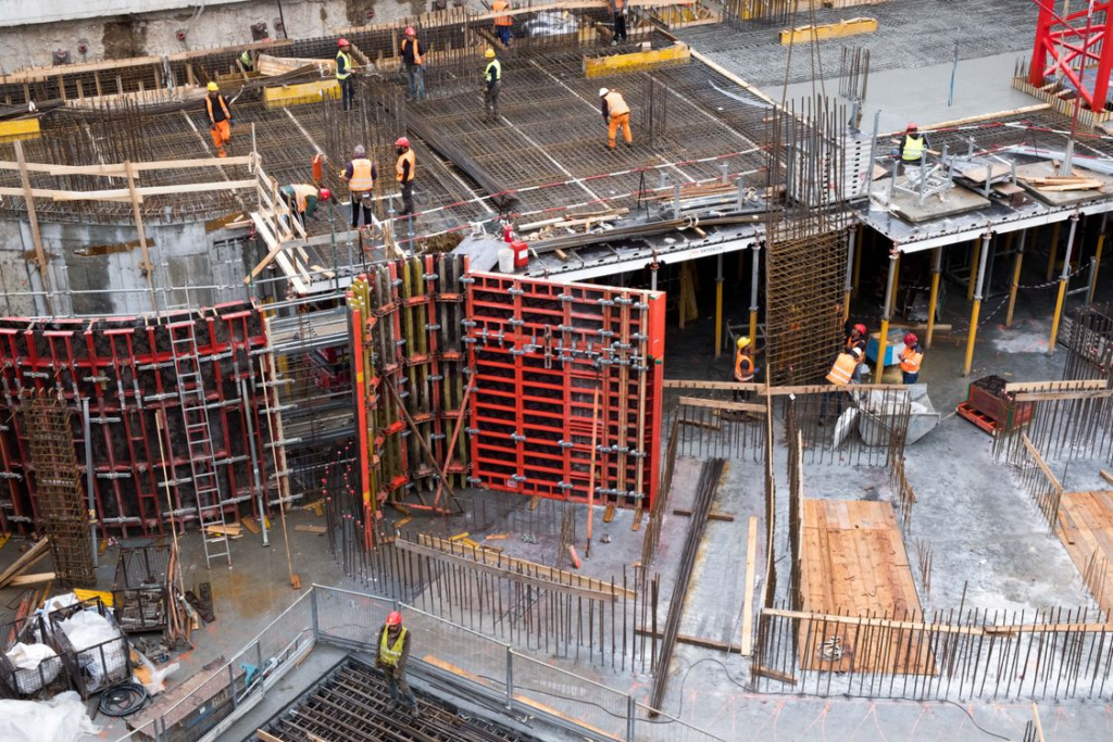 People working on a construction site